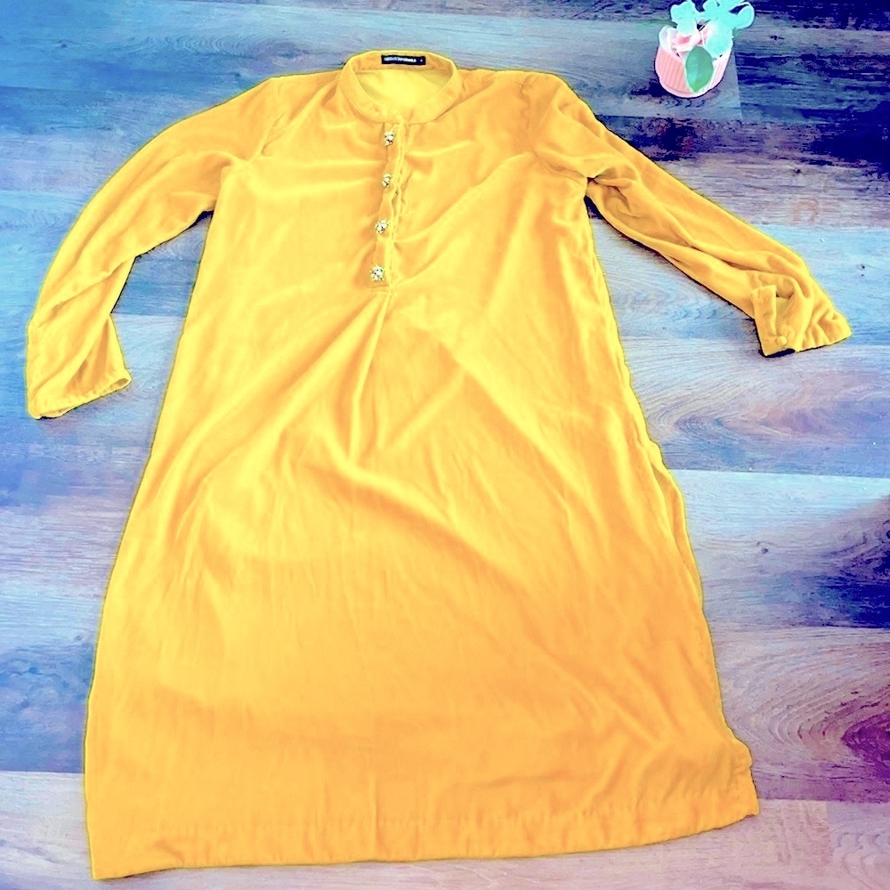 Generation formals Indian yellow velvet Party Cocktail dress